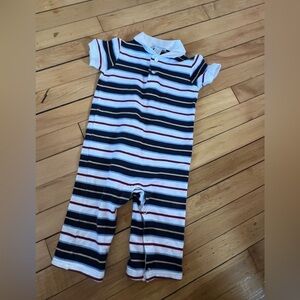 Janie and Jack red and blue striped one piece short sleeve  outfit romper